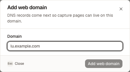 Add a web domain for click tracking