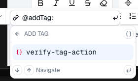 Choose a tag from the Add tag submenu